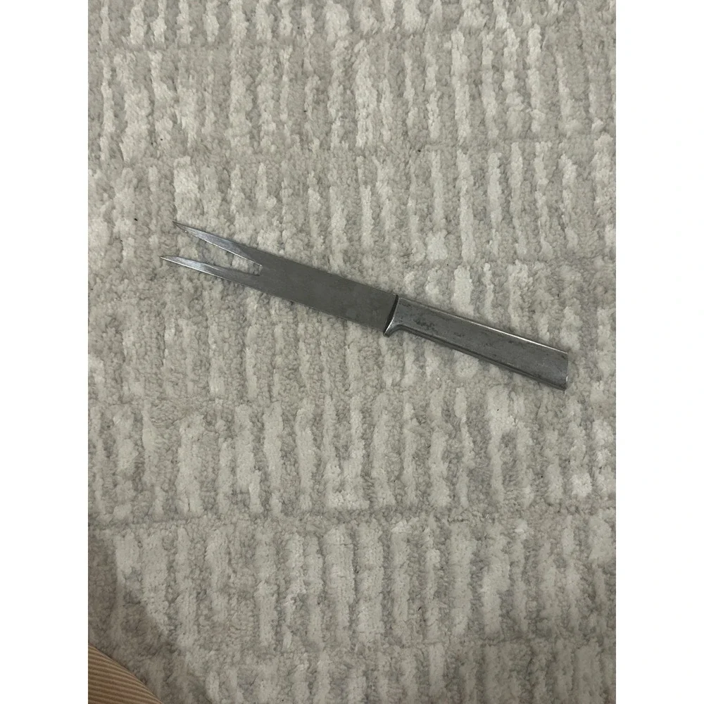 Vintage Stainless Steel Carving Fork Mid Century Modern Silver Meat Serving Fork
